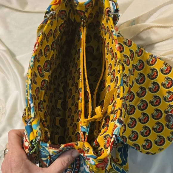 Vera Bradley Yellow Shoulder Bag Edie Satchel Provencal - Picture 5 of 5